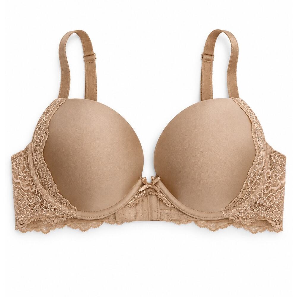 Victoria’s Secret Nude Lace Push Up Bra Padded Underwire Adjustable Straps 36D